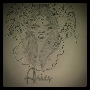 Aries ♈ girl pencil drawing